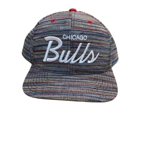 Chicago Bulls Hat Flat Brim Knit Fabric Snap Back One Size Urban Streetwear NBA - Picture 1 of 7